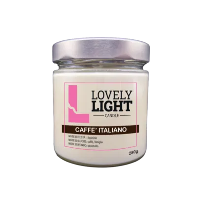 Candela profumata Caffè Italiano Lovely Light in cera vegetale, barattolo di vetro da 280 g