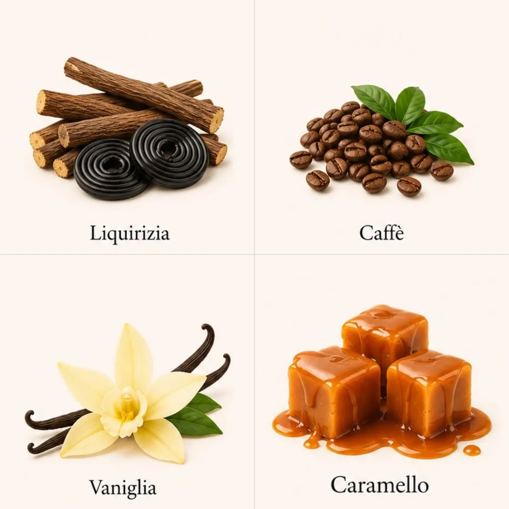 Ingredienti della fragranza Caffè Italiano: liquirizia, caffè, vaniglia, caramello